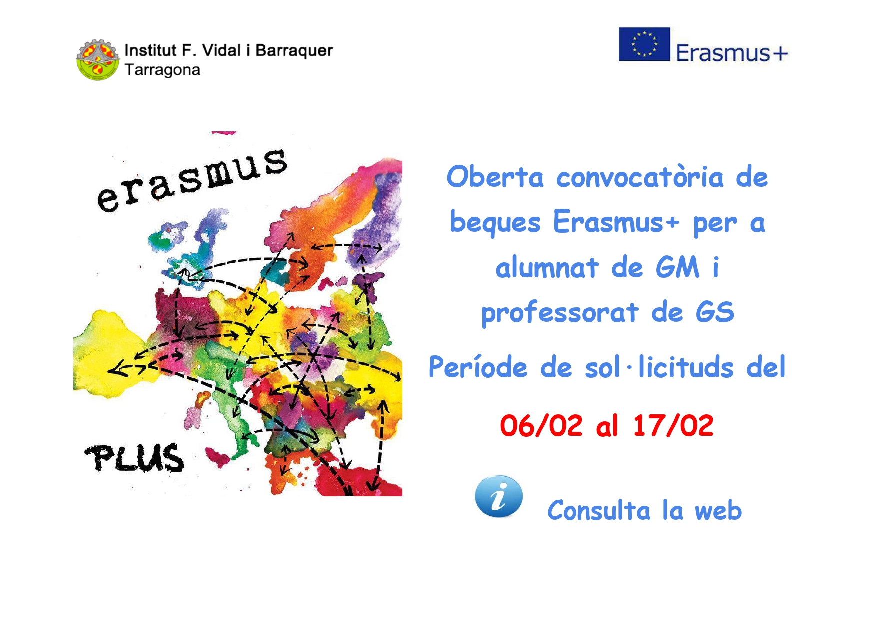 Beques Erasmus+ per alumnat de GM i professorat de GS